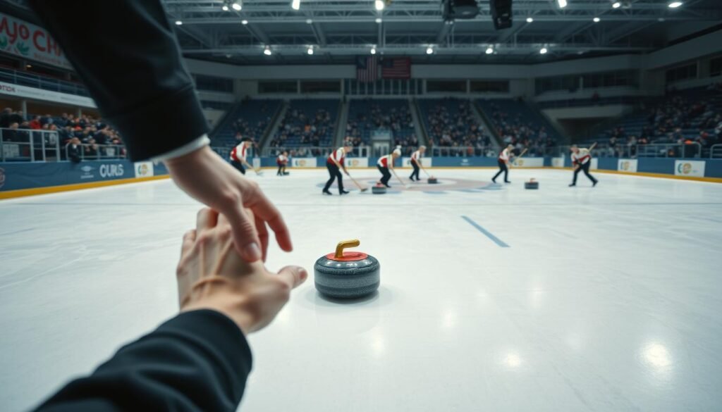 técnicas de lançamento no curling